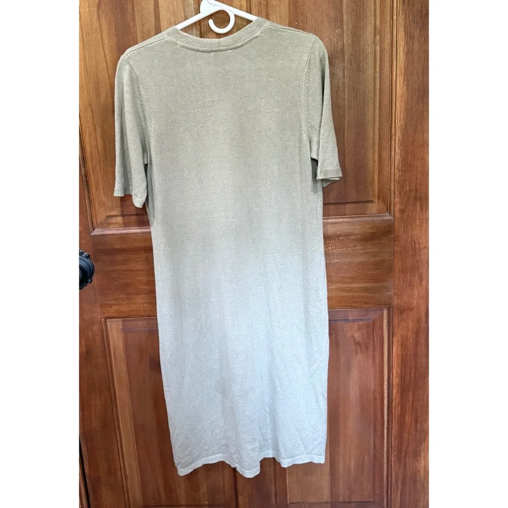 J.‎ Jill Sage Green Linen Blend Button Front Short Sleeve Cardigan Dress MP NEW